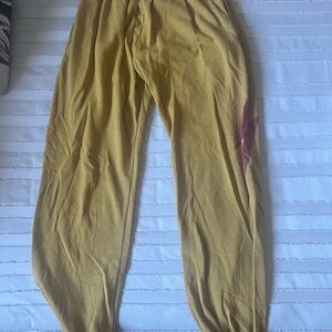 Yellow Jogger Pants with Pink Detail Aviator Nation Size L